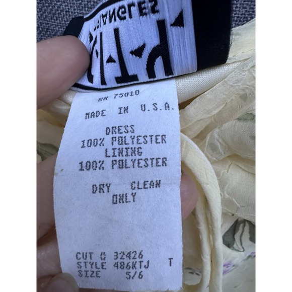 Vintage Dress Sz 5/6 Floral Yellow Fairy Y2K Midi Romantic Coquette - Picture 3 of 6